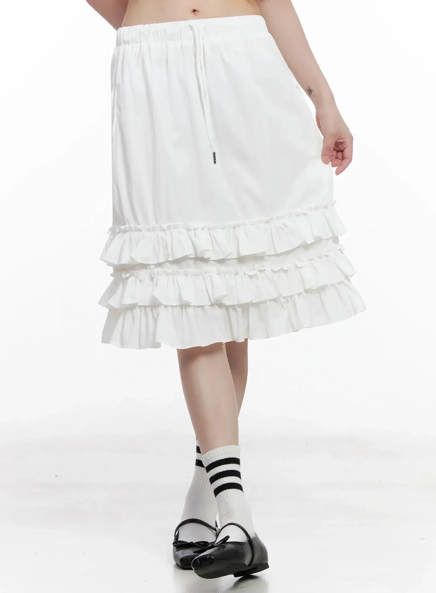 Ruffled Layered Midi Skirt IL528