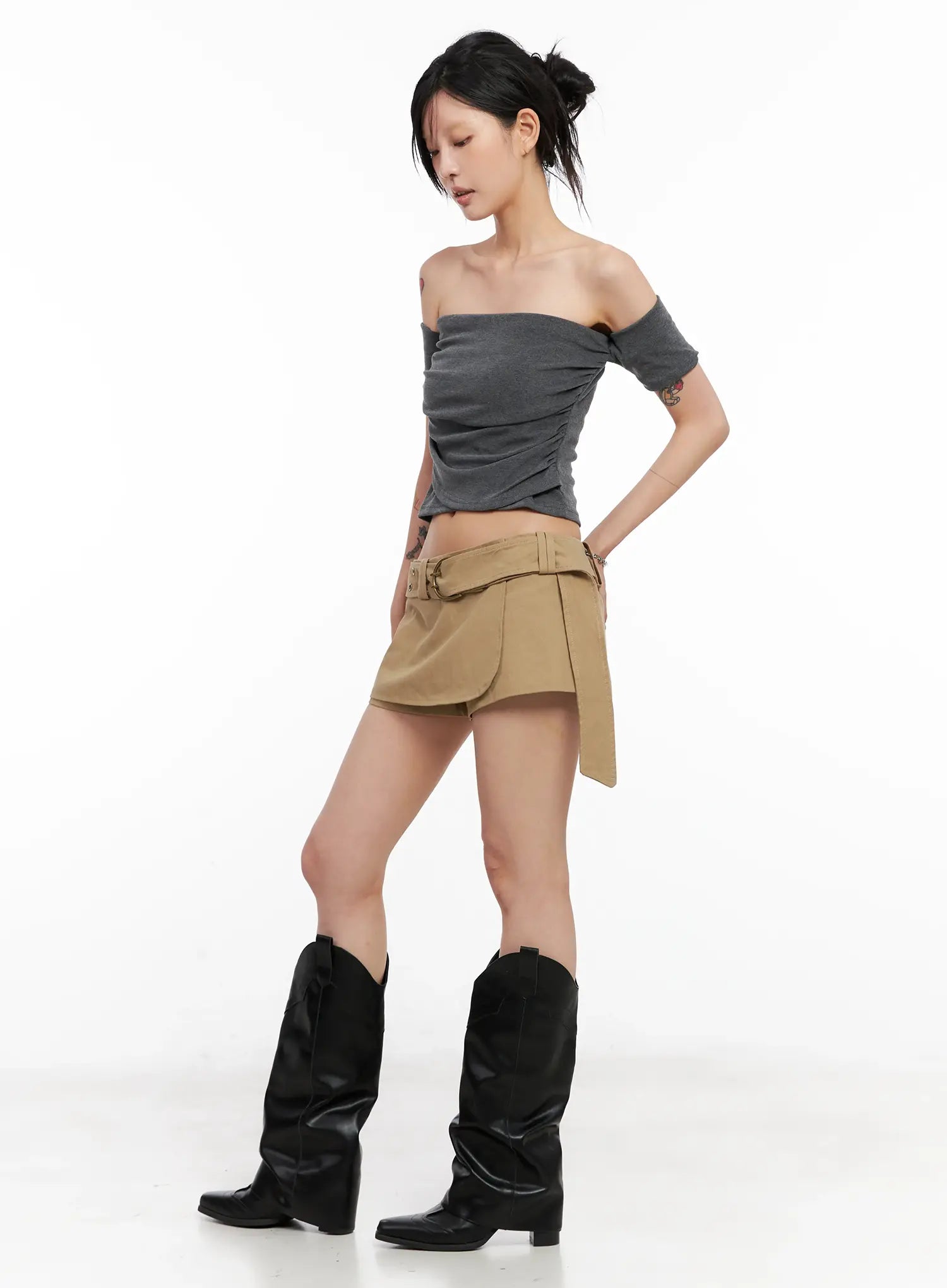 Eyelet Belt Mini Skirt CL528